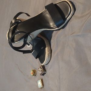 A New Day Black Strappy Espadrilles sz 8 1/2